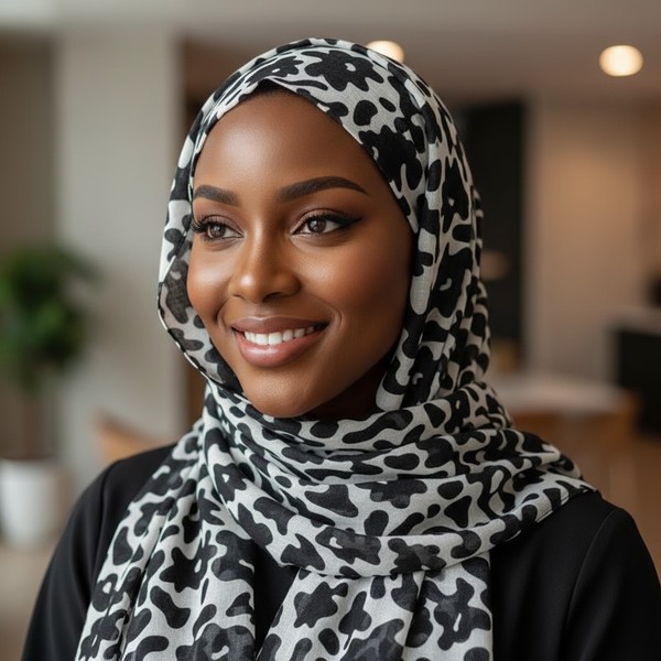 Maryam's Essential Wavy Printed Cotton Viscose Tassels Hijab