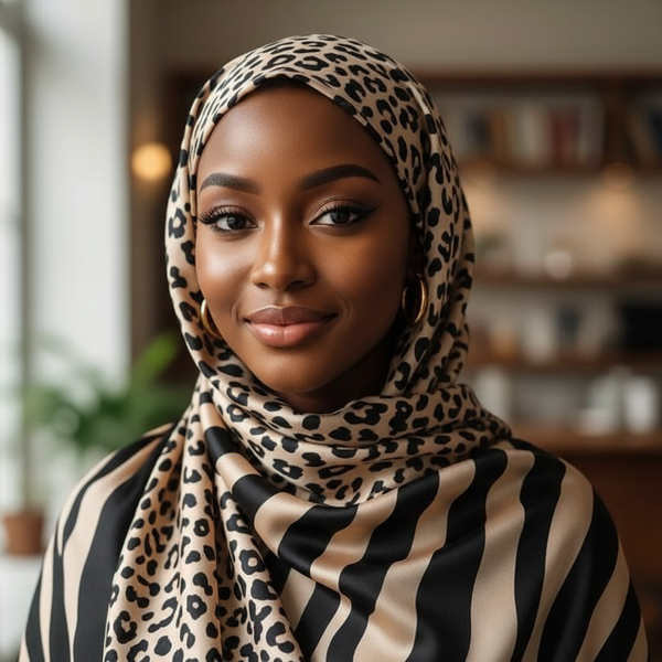 Maryam's Essential Stunning Silk Satin Printed Shawl/Hijab