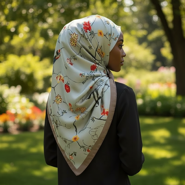 Maryam's Essential Stunning Silk Satin Printed Shawl/Hijab