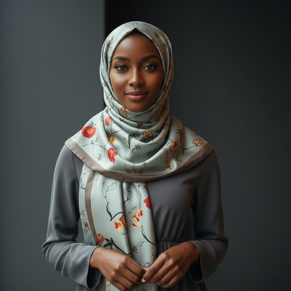 Maryam's Essential Stunning Silk Satin Printed Shawl/Hijab