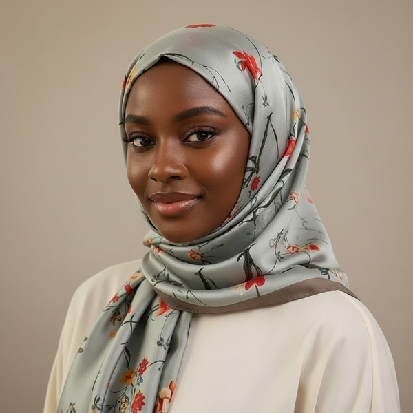 Maryam's Essential Stunning Silk Satin Printed Shawl/Hijab