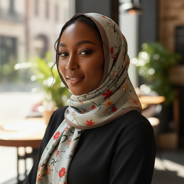 Maryam's Essential Stunning Silk Satin Printed Shawl/Hijab