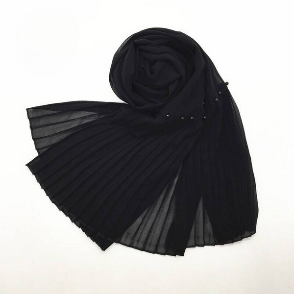 Maryam's Essential Premium Lurex Pleated Chiffon Crinkle with Beads Hijab