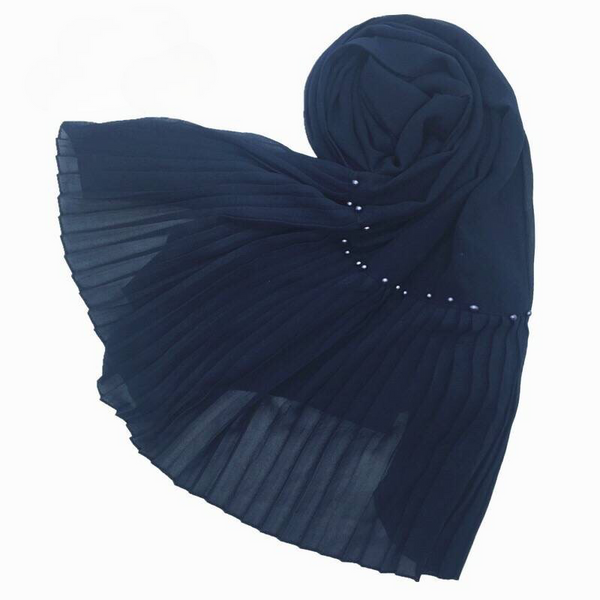 Maryam's Essential Lurex Pleated Chiffon Crinkle with Beads Hijab