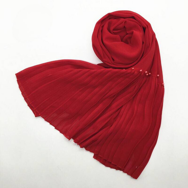Maryam's Essential Premium Lurex Pleated Chiffon Crinkle with Beads Hijab