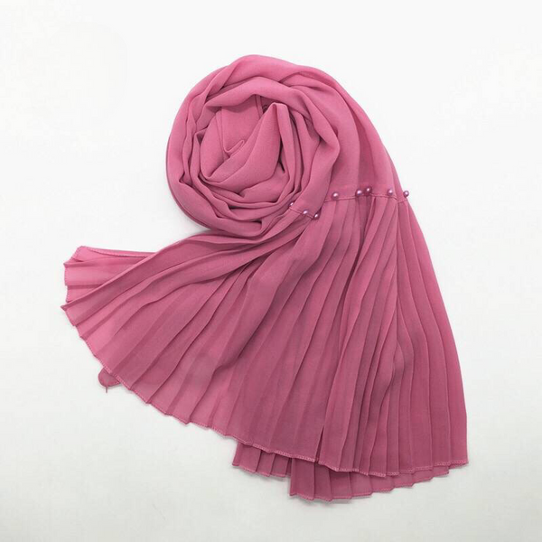 Maryam's Essential Premium Lurex Pleated Chiffon Crinkle with Beads Hijab