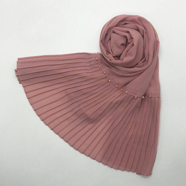 Maryam's Essential Premium Lurex Pleated Chiffon Crinkle with Beads Hijab