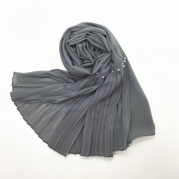 Maryam's Essential Lurex Pleated Chiffon Crinkle with Beads Hijab