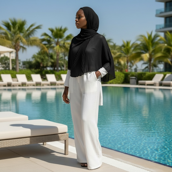 Maryam's Essential Premium Lurex Pleated Chiffon Crinkle with Beads Hijab