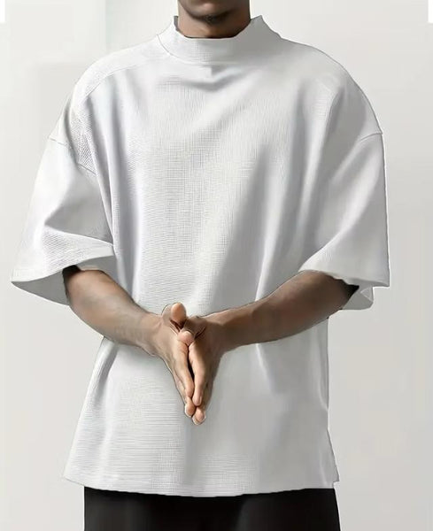 Maryam’s Essential Knit Cotton Short Sleeves Stand Up Collar Top Tank