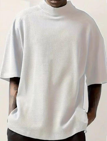 Maryam’s Essential Knit Cotton Short Sleeves Stand Up Collar Top Tank