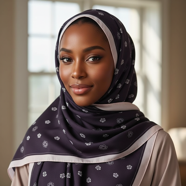 Maryam's Essential Luxury Floral Silk Satin Soft Floral Print Arab Shawl/Hijab