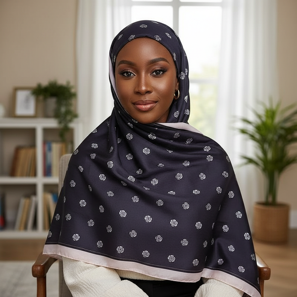 Maryam's Essential Luxury Floral Silk Satin Soft Floral Print Arab Shawl/Hijab