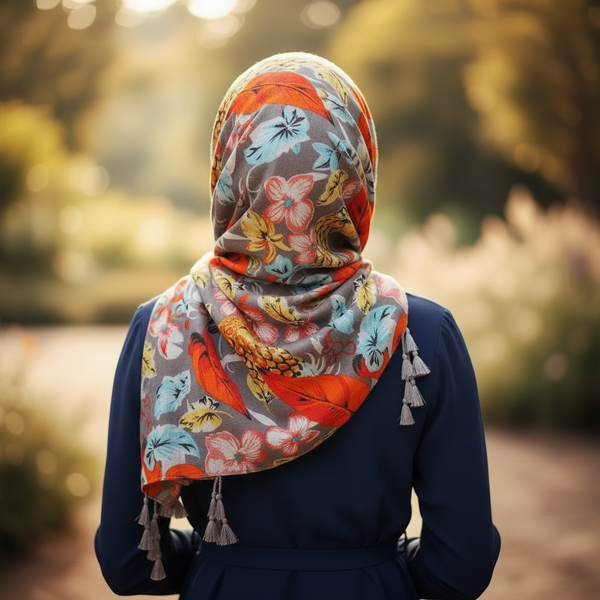 Maryam's Essential Printed Cotton Viscose Tassels Hijab