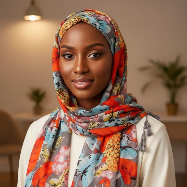 Maryam's Essential Printed Cotton Viscose Tassels Hijab