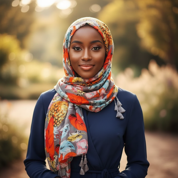 Maryam's Essential Printed Cotton Viscose Tassels Hijab