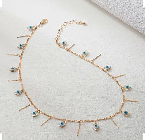 Maryam’s Essential Creative Oval Evil Eyes Tassels Pendant Necklace