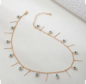 Maryam’s Essential Creative Oval Evil Eyes Tassels Pendant Necklace
