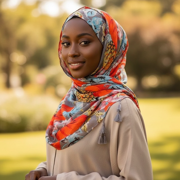 Maryam's Essential Printed Cotton Viscose Tassels Hijab