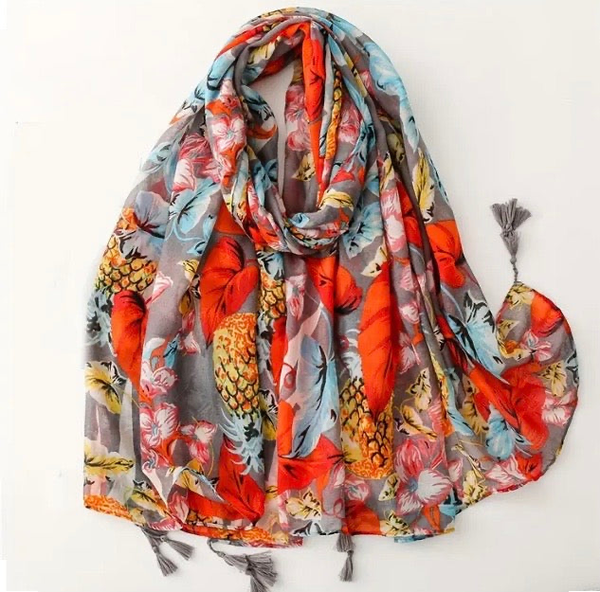 Maryam's Essential Printed Cotton Viscose Tassels Hijab