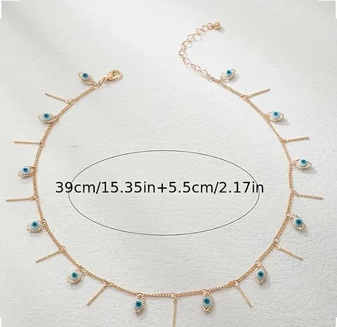 Maryam’s Essential Creative Oval Evil Eyes Tassels Pendant Necklace