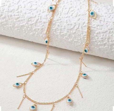 Maryam’s Essential Creative Oval Evil Eyes Tassels Pendant Necklace