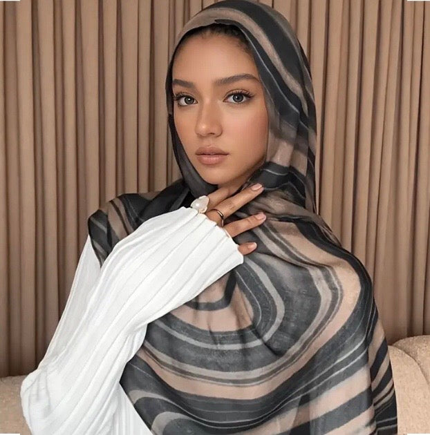 Maryam’s Essential Premium Striped Print Chiffon Hijab