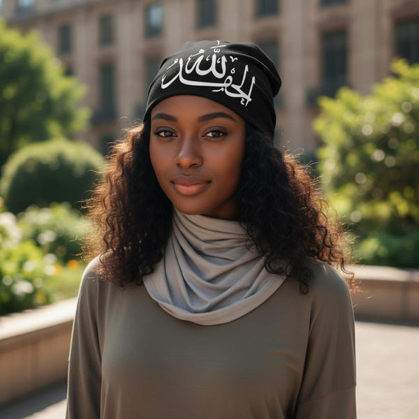 Maryam’s Essential Unisex Luxury Arabic ٱلْحَمْدُ لِلَّٰهِ Alhamdulillah Stretchy Hat