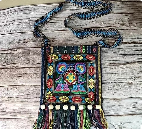 Maryam’s Essential Ethnic Embroidered Vintage Tassels Beads Bag