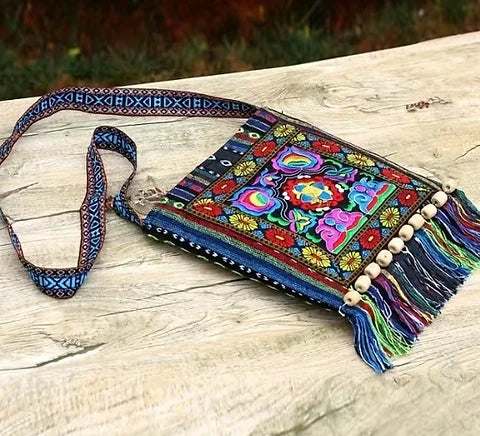 Maryam’s Essential Ethnic Embroidered Vintage Tassels Beads Bag