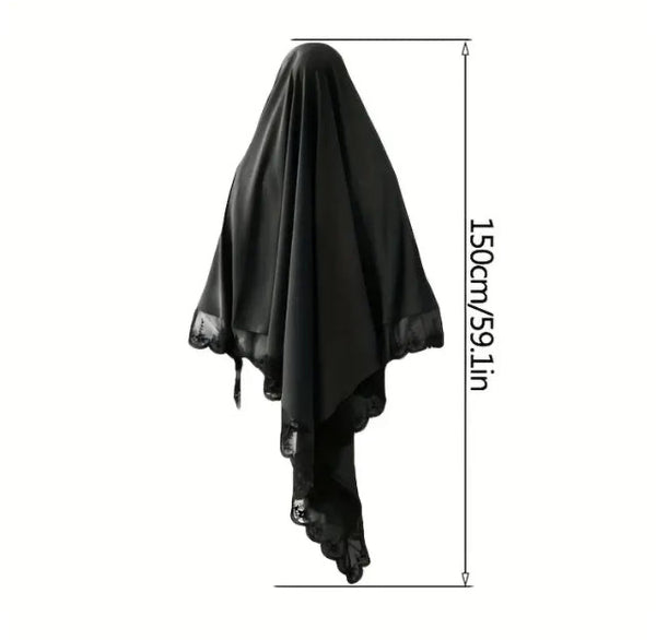 Maryam’s Essential Luxury Plain With Lace Trim Khimar Hijab