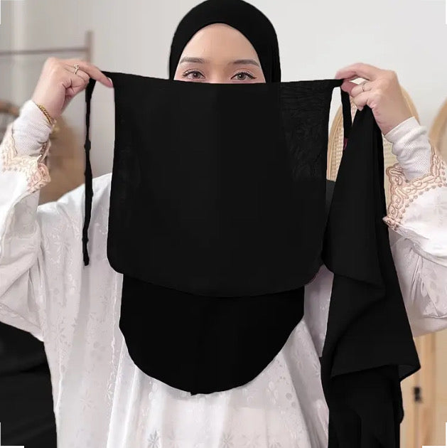 Maryam’s Essential Thin Breathable Chiffon Hijab & Niqab Veil Headscarf Set