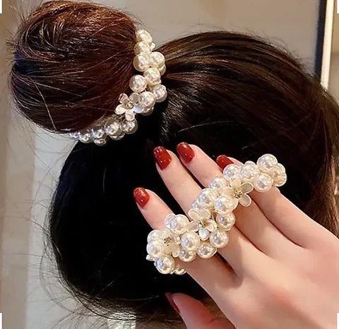 Maryam’s Essential Bridal, Bridesmaids Faux Peals Flower Scrunchies