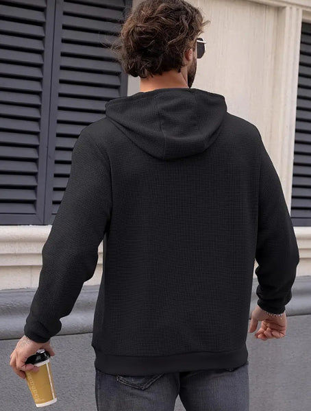 Maryam’s Essential Casual Waffle Knit Long Sleeves Pocket Drawstring Hoody