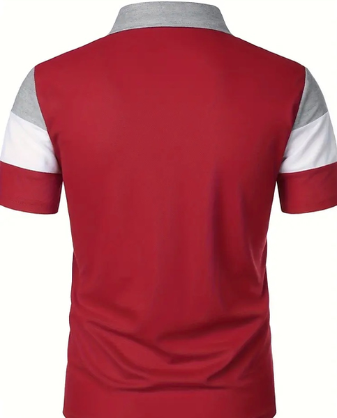 Maryam’s Essential Casual Breathable Colour Block Short Sleeves Collar Shirt
