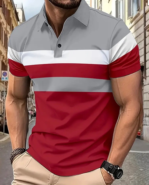 Maryam’s Essential Casual Breathable Colour Block Short Sleeves Collar Shirt