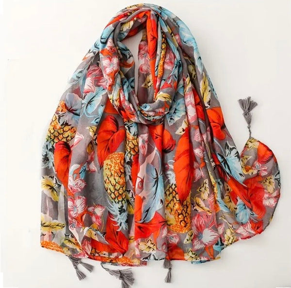 Maryam's Essential Printed Cotton Viscose Tassels Hijab