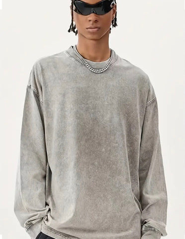 Maryam’s Essential Men Vintage - Inspired Cotton Crew Neck Long Sleeve TopTank