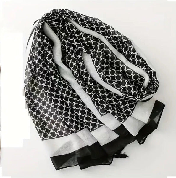 Maryam's Essential Printed Cotton Viscose Tassels Hijab