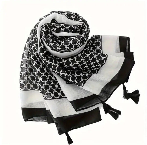 Maryam's Essential Printed Cotton Viscose Tassels Hijab