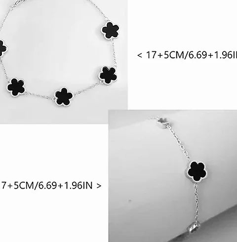 Maryam’s Essential white gold plated enamel clover Bracelet