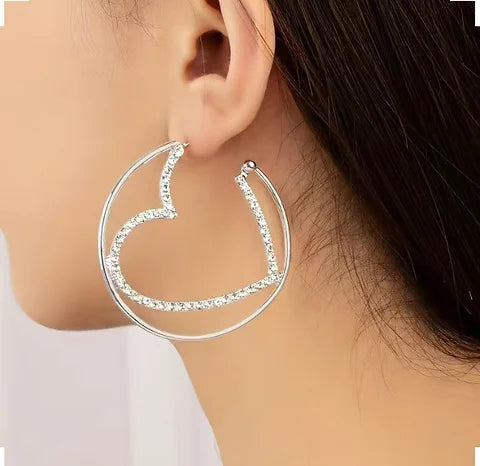 Maryam’s Essential Circle Heart with Sparkling Synthetic Gems Earrings