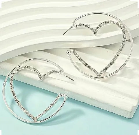 Maryam’s Essential Circle Heart with Sparkling Synthetic Gems Earrings