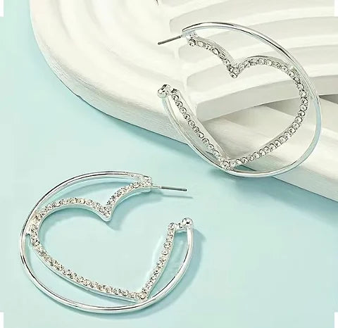 Maryam’s Essential Circle Heart with Sparkling Synthetic Gems Earrings
