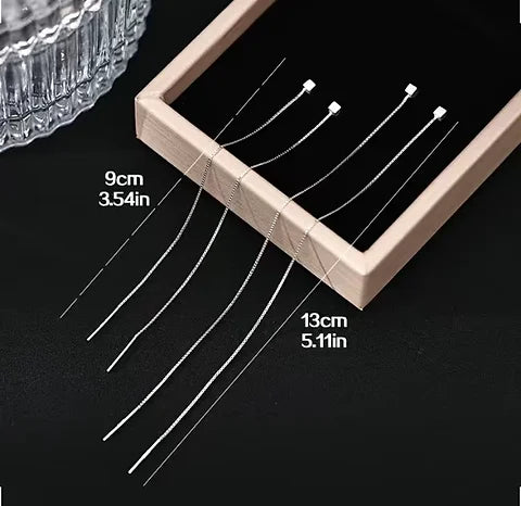 Maryam’s Essential 925 Sterling Silver Square Decir Wire Long Tassel Threader Earrings