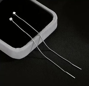 Maryam’s Essential 925 Sterling Silver Square Decir Wire Long Tassel Threader Earrings