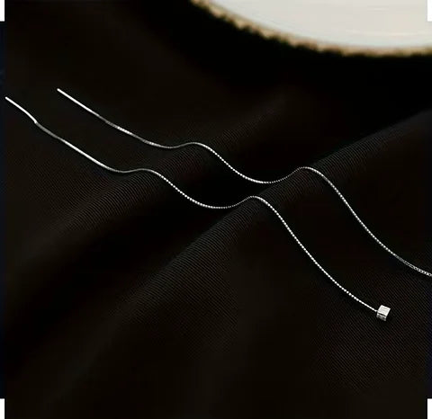 Maryam’s Essential 925 Sterling Silver Square Decir Wire Long Tassel Threader Earrings