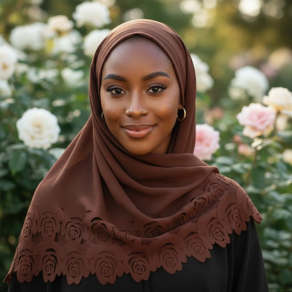 Maryam's Essential Floral Pattern Chiffon Hijab/Scarf