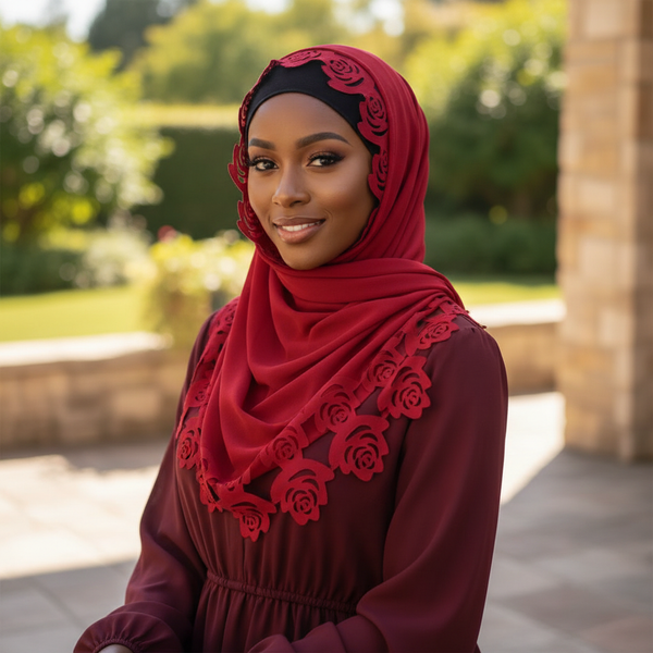Maryam's Essential Floral Pattern Chiffon Hijab/Scarf