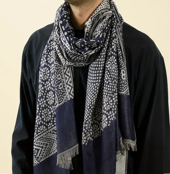 Maryam’s Essential Men Luxury Printed Cotton Linen Ethnic Scarf for all Weather